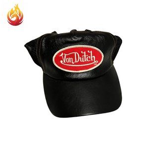 RARE Von Dutch Limited Edition Black Faux Leather Snapback Cap